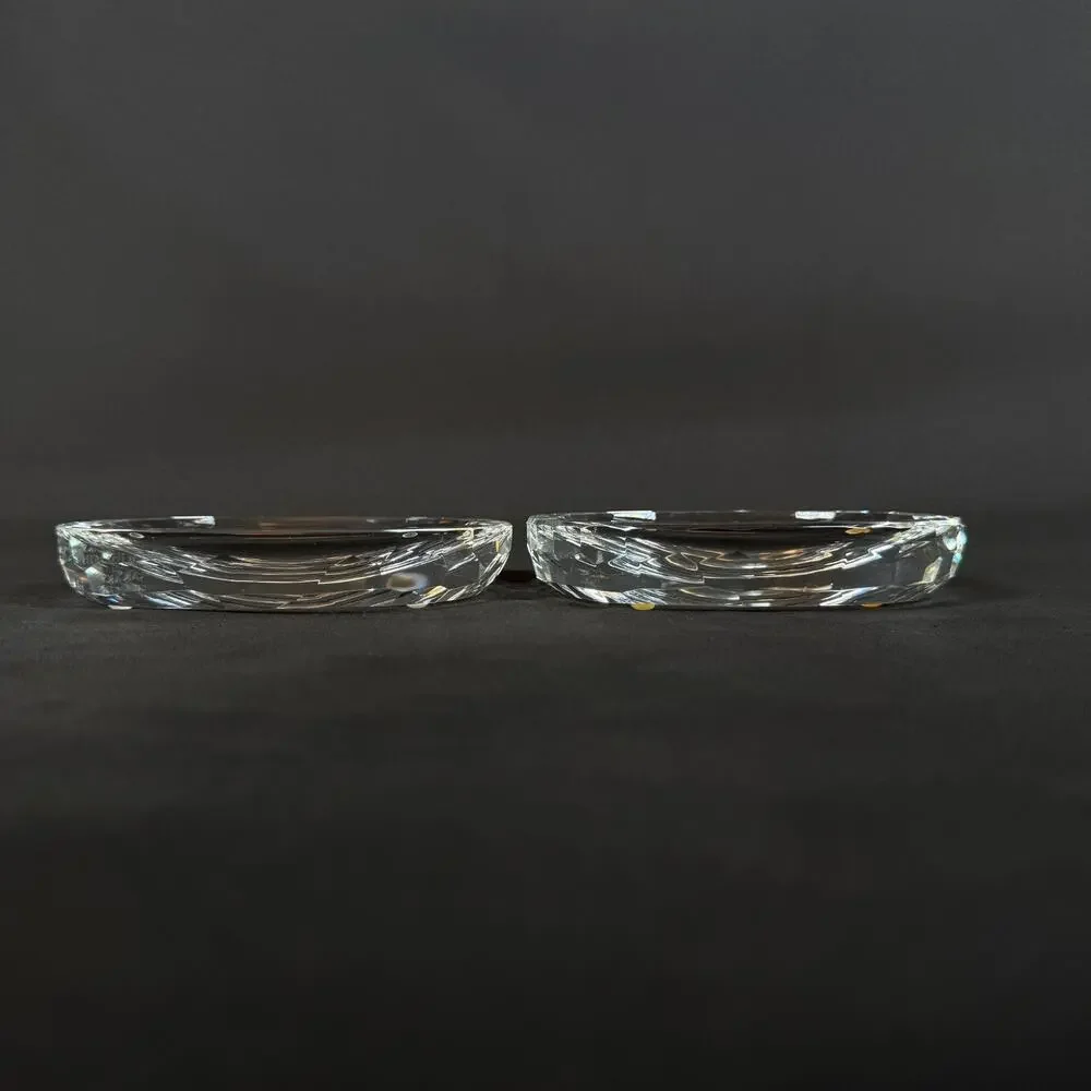 Lot of 2 Oleg Cassini Saks Fifth Avenue Crystal Glass Oval SOAP Dish 4.5